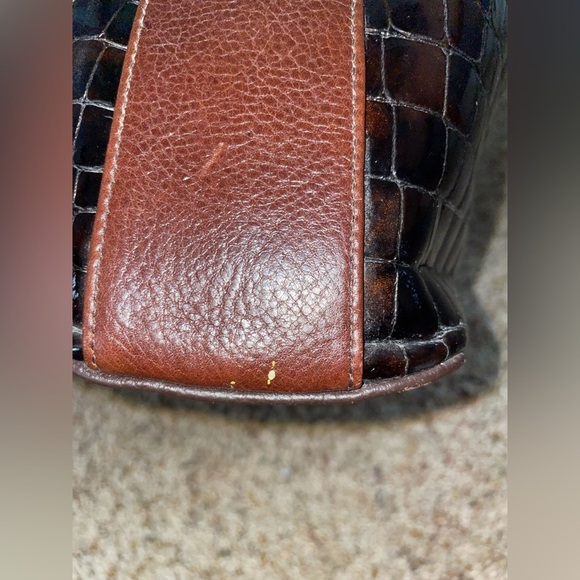 Brighton Cher Brown Patent Faux Croc Leather Shoulder Bag